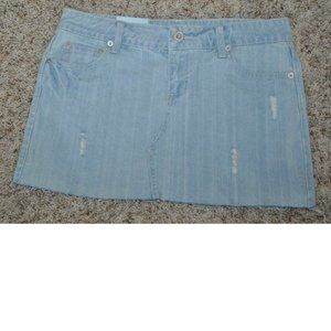 Womens Denim Skirt SO Blue sz 7 Distressed Frayed Distressed Jean Mini Jr Girls